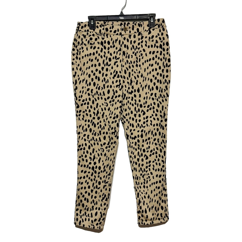 Chico's‎ French Girl Chic Leopard Pants Womens Size 8 Cool Girl Trendy Classic